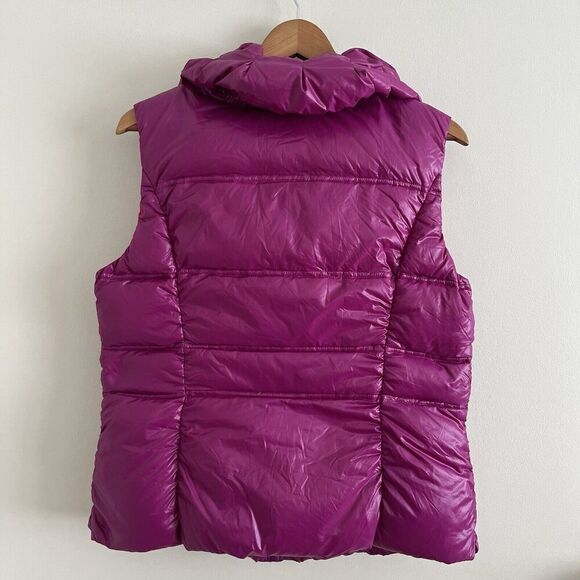 Coatology Goose Down Puffer Vest L Magenta Contrast Packable Gorpcore Travel - Picture 10 of 15